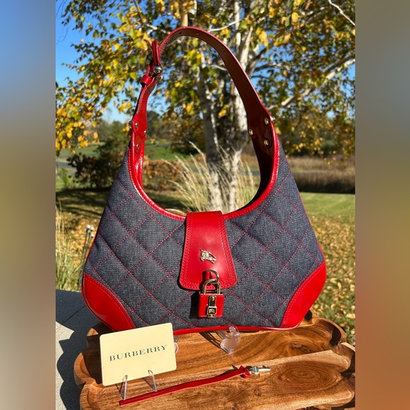 Burberry Quilted Denim Quilted Small Brook Hobo NWT - Picture 17 of 17